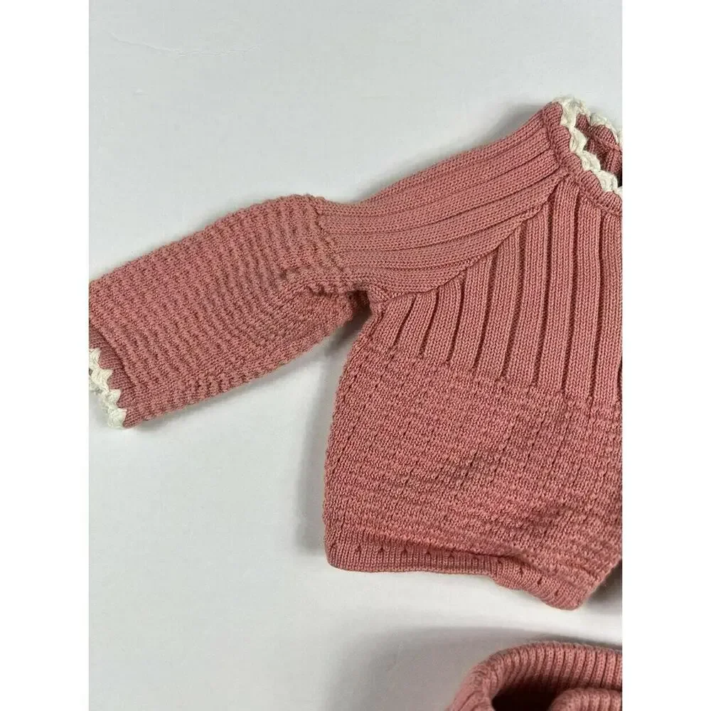 Tea Collection Sussex Crochet Sweater & Bloomer Set Pink 0–3 Months